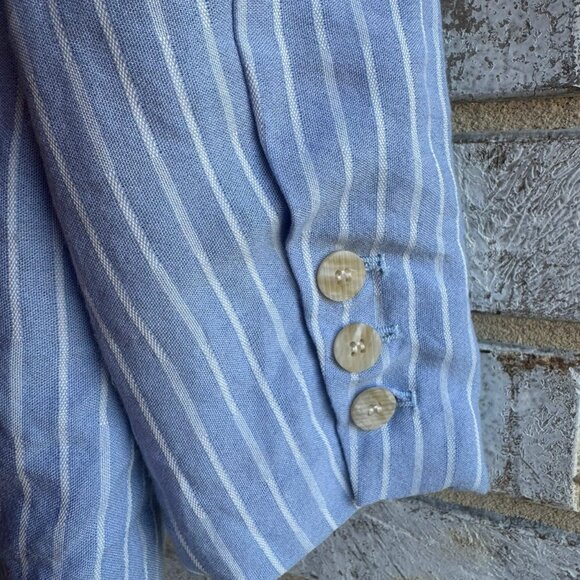 FRNCH Long Sleeve One Button Blue/White Striped Blazer Jacket Women's Size S - Picture 8 of 10